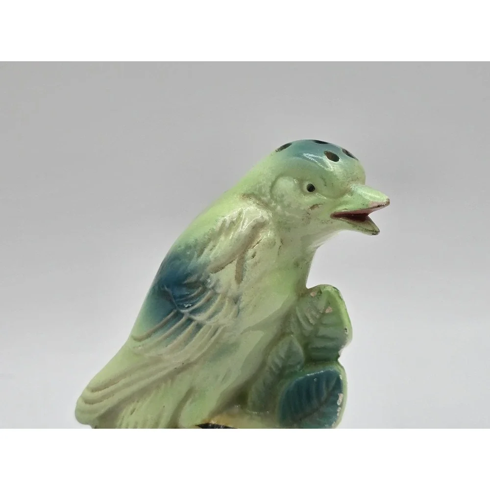 Vintage Bird on Stump Salt and‎ Pepper Shakers Green Chadwick Japan Single